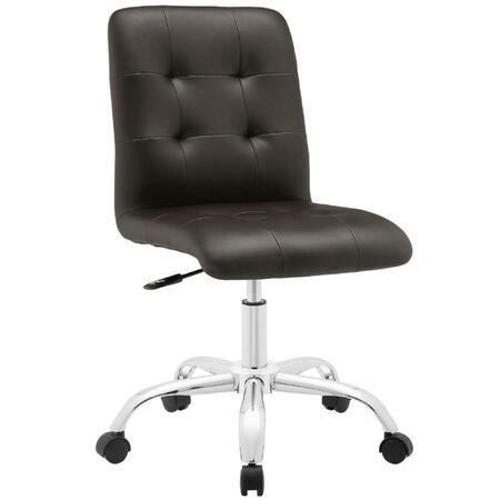 PRIMEWIR Prim Mid Back Office Chair In Brown Tufted Leatherette On Chrome Base EEI-1533-BRN